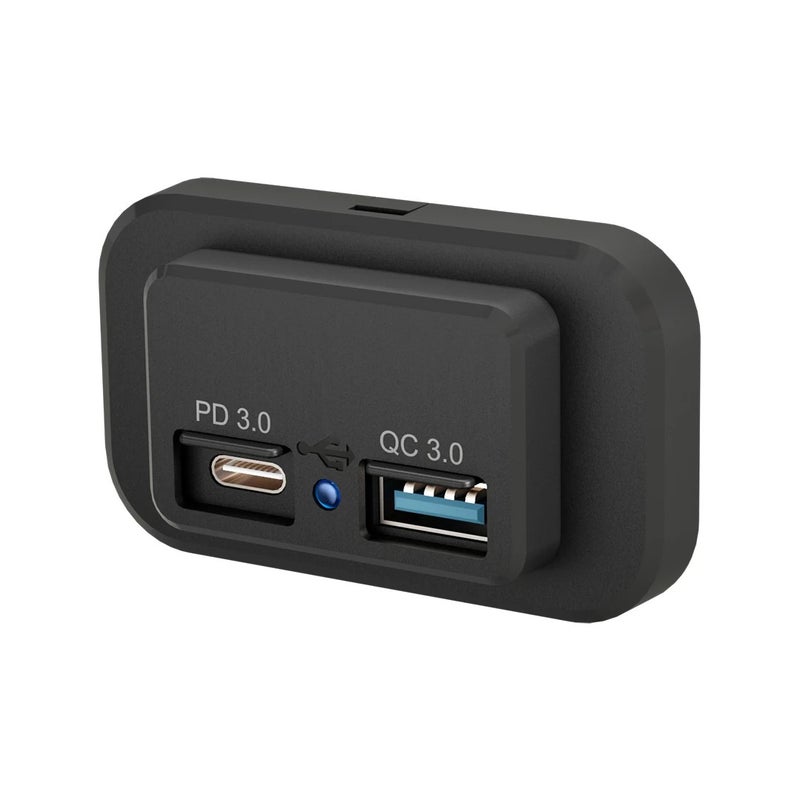Y&D Panel Mount 12V/24V Car Socket Charger, Dual Port 18W QC3.0 USB-A & 30W PD3.0 USB-C, Automobile Chargers for Boat, Golf Cart, Bus, Seat Installation - Image 3